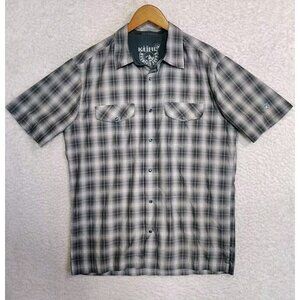 Kuhl Born In The Mountains Men's Pearl Snap Short Sleeve Shirt Plaid Pockets EUC